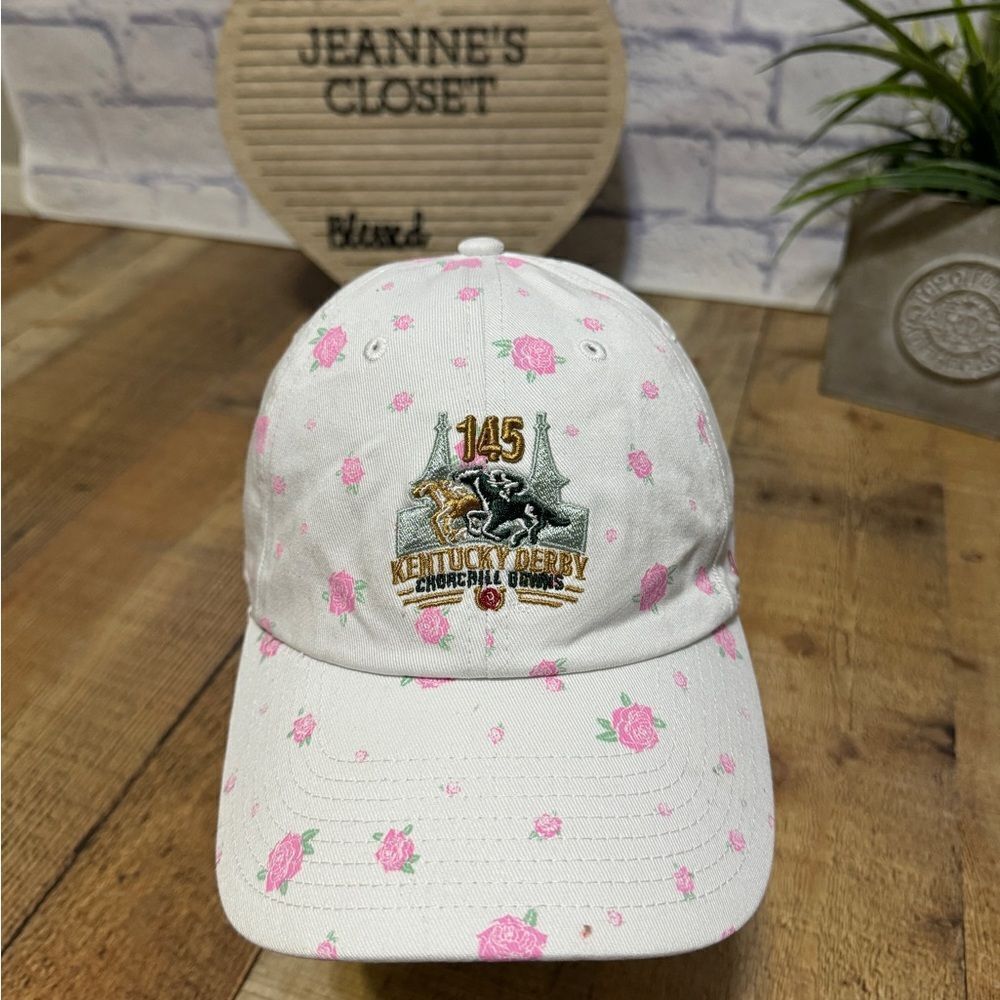 47 Kentucky Derby 145 Adjustable Strap Back Hat Floral Women's White Rose Print